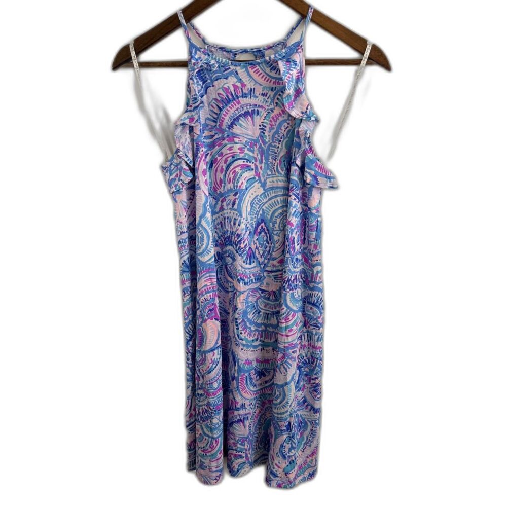 Lilly Pulitzer Billie Dress XS Happy As A Clam Pima Cotton Ruffle Resort